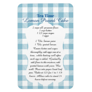 Farmhouse Blue Chequered Lemon Pound Cake Recipe Magnet