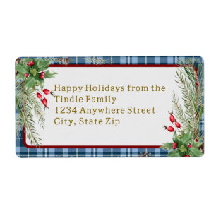 Farmhouse Blue Gingham Holly Christmas Return
