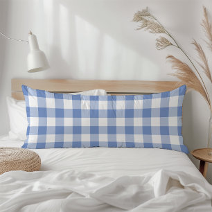 Farmhouse Blue Rustic Gingham Check Plaid Body Cushion