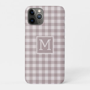 Farmhouse Buffalo Check Plaid Beige Monogram  Case-Mate iPhone Case