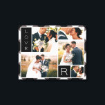 Farmhouse Buffalo Check Wedding Photo Collage Canvas Print<br><div class="desc">Farmhouse Buffalo Plaid Check custom wedding photography collage with your wedding day pictures - a watercolor textured pattern in dark grey, black, and off white. A beautiful keepsake of your images arranged in a pretty and professional layout. Add your personal last name monogram initial letter for the finishing touch. Dislays...</div>
