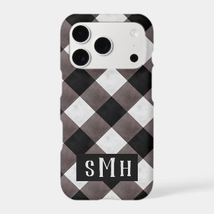 Farmhouse Buffalo Plaid Check 3 Letter Monogram
