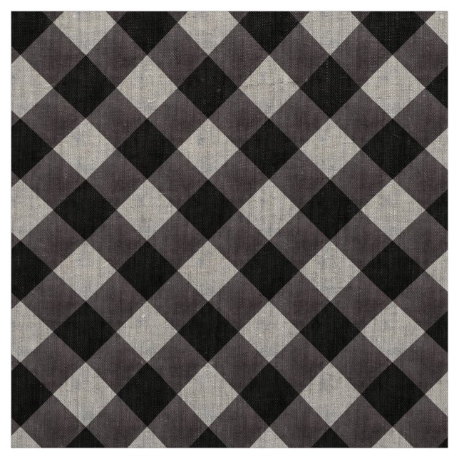 Farmhouse Buffalo Plaid Check Patterned Linen Fabric (Swatch)