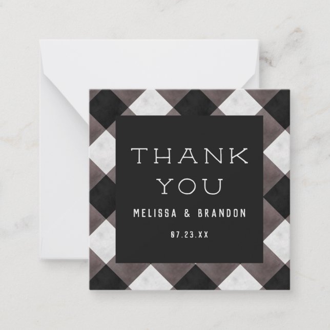 Farmhouse Buffalo Plaid Check Thank You Card (Front)