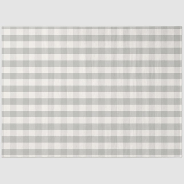 Farmhouse Buffalo Plaid Grey and Off White Check Tissue Paper (Front)
