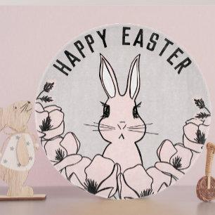 Farmhouse Bunny Magnolia Flower Easter  Cutting Board