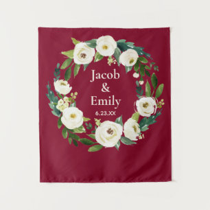 Farmhouse Burgundy Country Wedding Backdrop Prop Tapestry