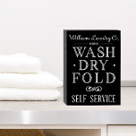 Farmhouse Chalkboard Self Serve Laundry Signature  Wooden Box Sign<br><div class="desc">This simple farmhouse chalkboard style wooden sign is the perfect accent for your laundry room. Personalise it with your desired name and/or phrase and make it yours! Also available in distressed white wood with black text. Design includes copyright material of Cricut.</div>