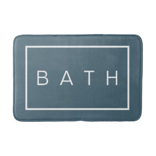 Farmhouse Chic Blue Minimal Typography Bath Mat