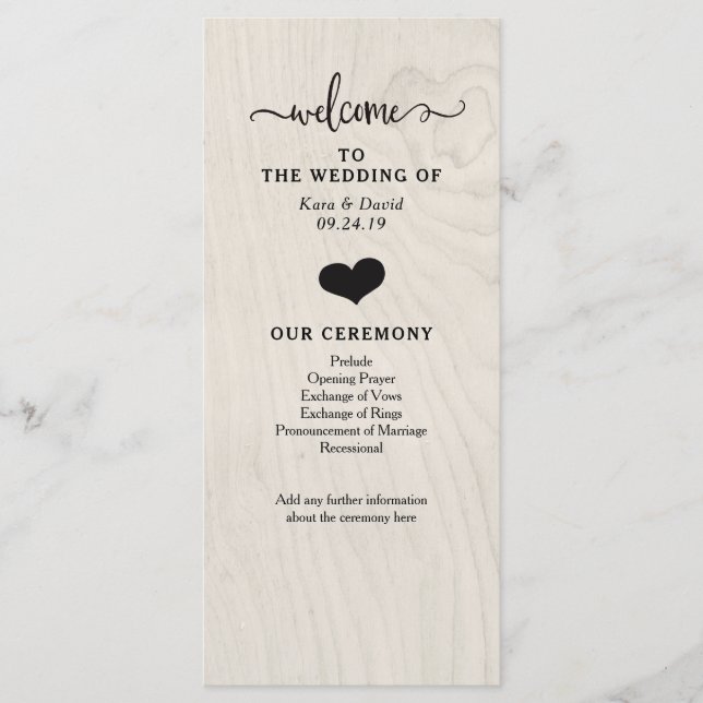 Farmhouse Chic | Heart and Wood Wedding Program Programme (Front)
