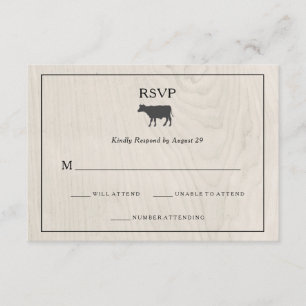 Farmhouse Chic White Wood with Cow Wedding RSVP