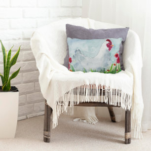 Farmhouse Chicken and Flowers Decorative Cushion