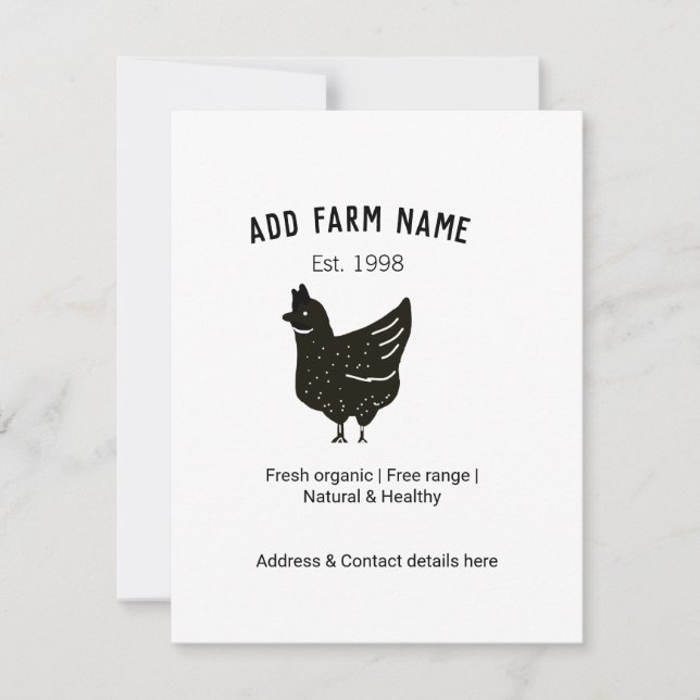 Farmhouse chicken eggs add name year address conta card (Front)