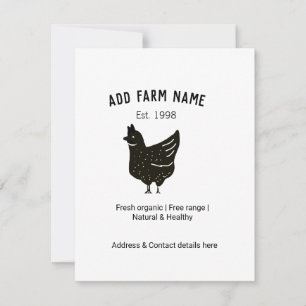 Farmhouse chicken eggs add name year address conta card
