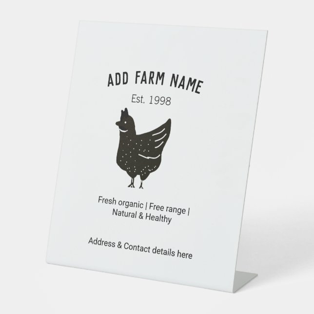 Farmhouse chicken eggs add name year address conta pedestal sign (Front)
