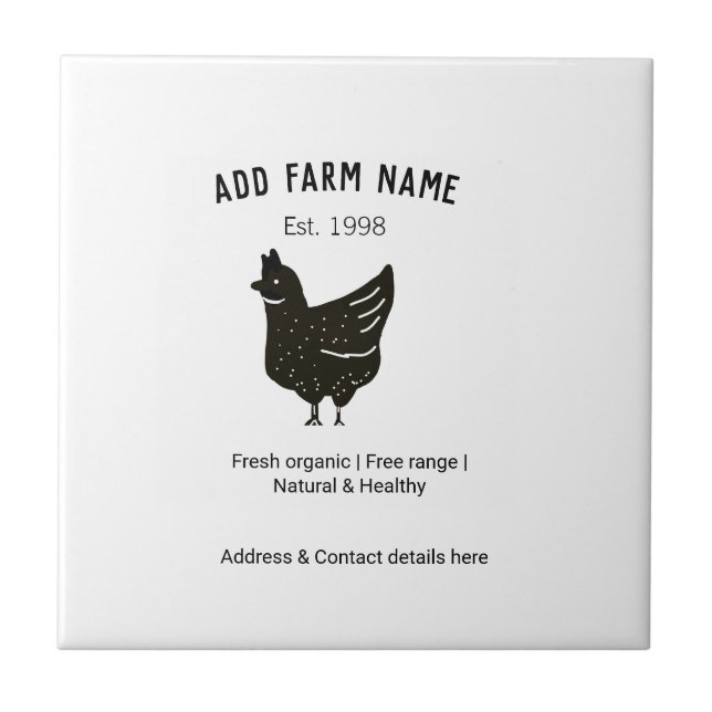 Farmhouse chicken eggs add name year address conta tile (Front)