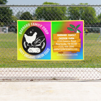 Farmhouse Chicken Farm Wood Colourful Organic Banner