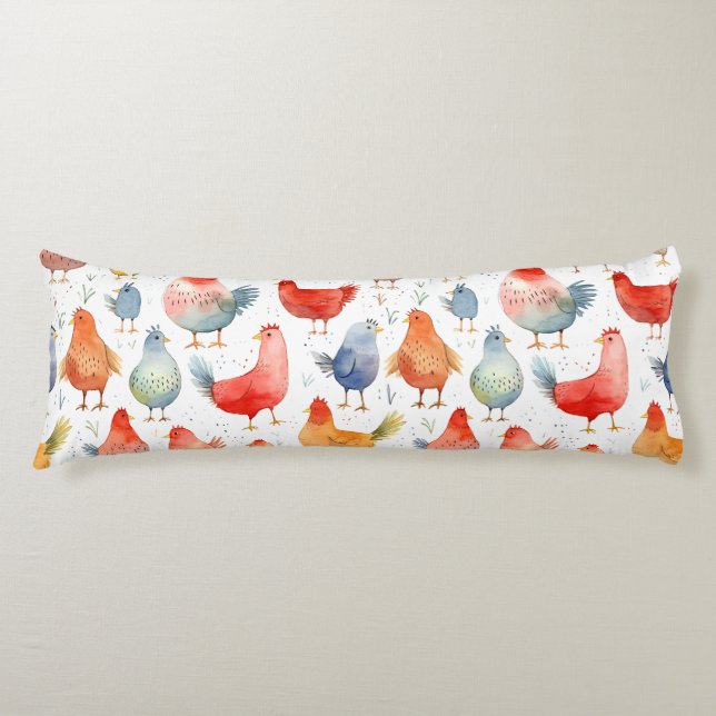 Farmhouse Chickens Body Cushion (Front)