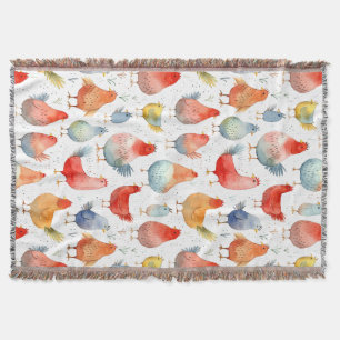 Farmhouse Chickens Throw Blanket