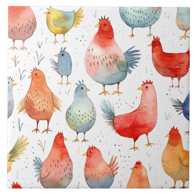 Farmhouse Chickens Tile (Front)