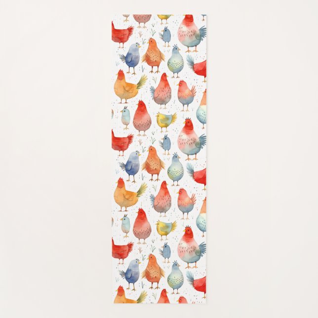 Farmhouse Chickens Yoga Mat (Front)