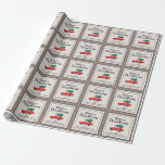 Farmhouse Christmas | Fresh Cut Tree on Car Wrapping Paper<br><div class="desc">This holiday gift wrapping paper offers a modern farmhouse theme. The design is accented with a rustic watercolor graphic of a red car hauling a fresh cut Christmas tree on top. Handwritten style calligraphy reads "Merry Christmas" with custom text for your family name.</div>
