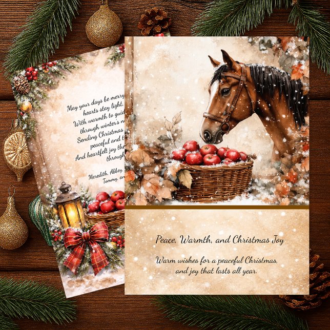 Farmhouse Christmas Horse Winter Scene Card | (Creator Uploaded)