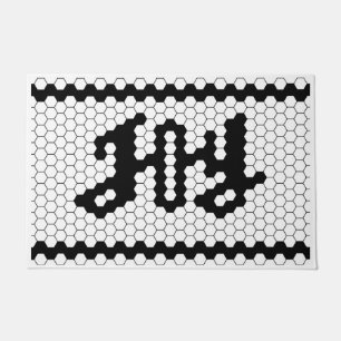Farmhouse Christmas Joy Faux Tile Black and White Doormat