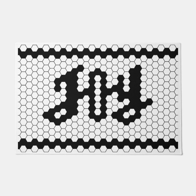 Farmhouse Christmas Joy Faux Tile Black and White Doormat (Front)
