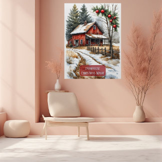Farmhouse Christmas Magic Vintage Rustic  Poster