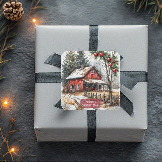 Farmhouse Christmas Magic Vintage Rustic  Square Sticker
