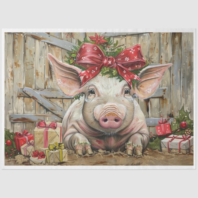 Farmhouse Christmas Pig Tissue Paper (Front)