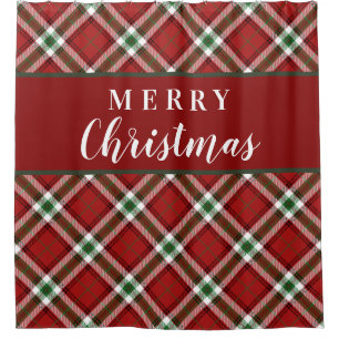 Farmhouse Christmas Tartan Plaid Shower Curtain