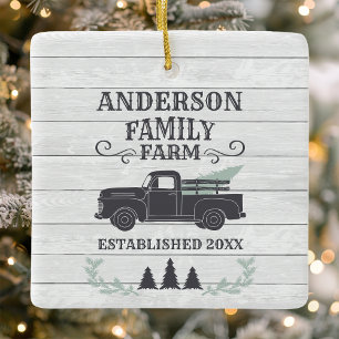 Farmhouse Christmas Tree Family Farm Personalised Ceramic Ornament
