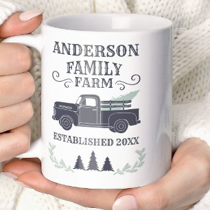 Farmhouse Christmas Tree Family Farm Personalised Coffee Mug