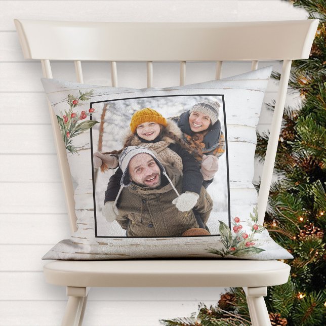 Farmhouse Christmas Winter Berry Photo Cushion (Creator Uploaded)