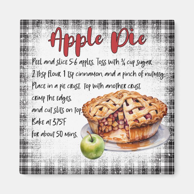 Farmhouse Classic Homemade Apple Pie Recipe Decor Magnet (Front)
