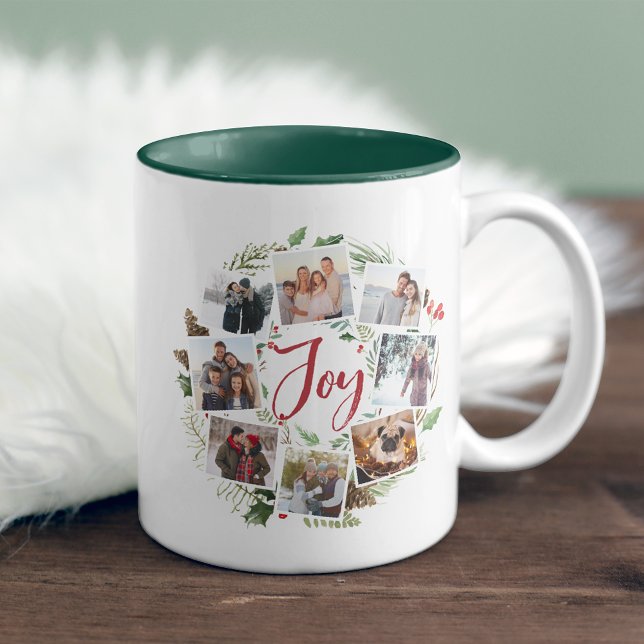 Farmhouse Collection | Holiday Photo Collage Two-Tone Coffee Mug (Creator Uploaded)