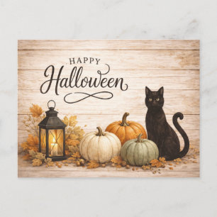 Farmhouse Colourful Pumpkins Halloween Holiday Postcard