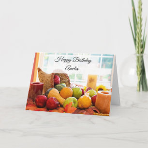 Farmhouse Cornucopia Harvest Table Birthday Card