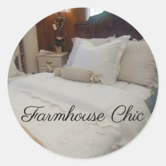 Farmhouse Cosy Chic Bedroom Classic Round Sticker