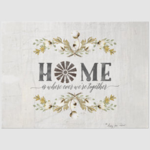 Farmhouse Cotton Autumn Foliage Grey Mustard Home  Tissue Paper