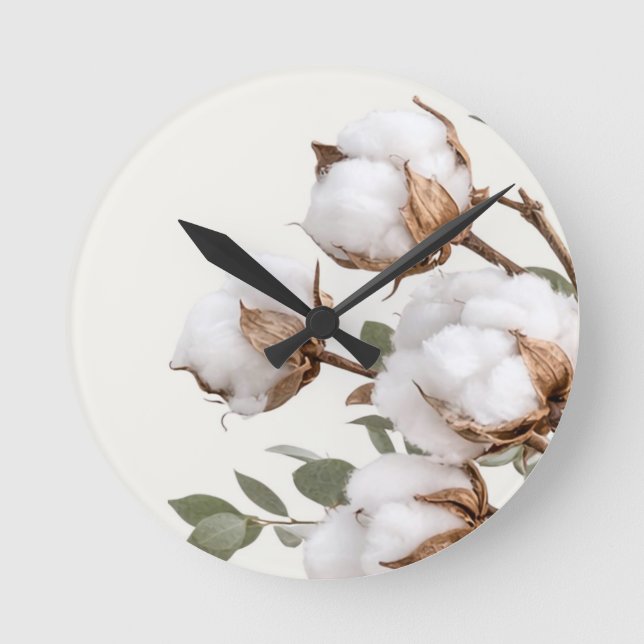 Farmhouse Cotton Botanical Wall Clock Neutral (Front)