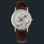 Farmhouse Cotton Botanical Watch Neutral Rustic<br><div class="desc">A soft cotton botanical design gives this watch a warm farmhouse aesthetic. Featuring delicate cotton blossoms in neutral tones, this piece blends rustic charm with timeless style. Perfect for everyday wear or as a thoughtful gift, the natural cotton artwork pairs beautifully with farmhouse, cottage, and country-inspired fashion. A subtle and...</div>