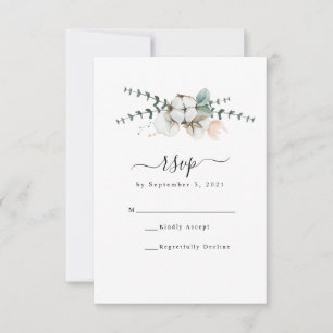 Farmhouse Cotton Eucalyptus Wedding RSVP Card