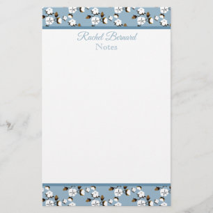 Farmhouse Cotton Flowers & Country Blue Stationery