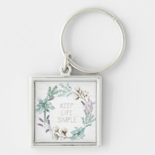 Farmhouse Cotton Typography - Keep Life Simple Key Ring