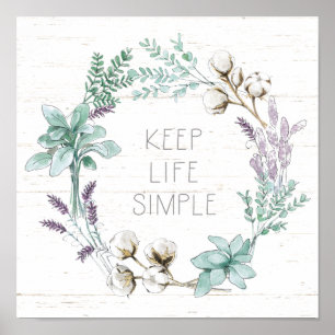 Farmhouse Cotton Typography - Keep Life Simple Poster