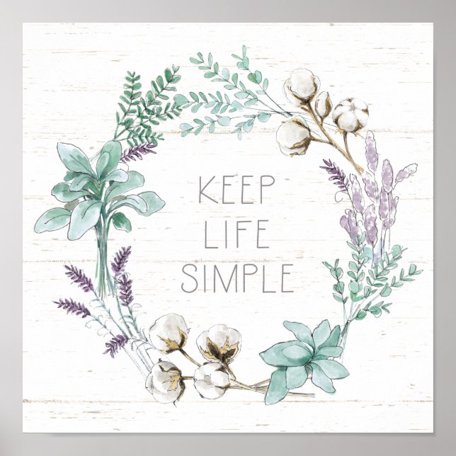 Farmhouse Cotton Typography - Keep Life Simple Poster (Front)