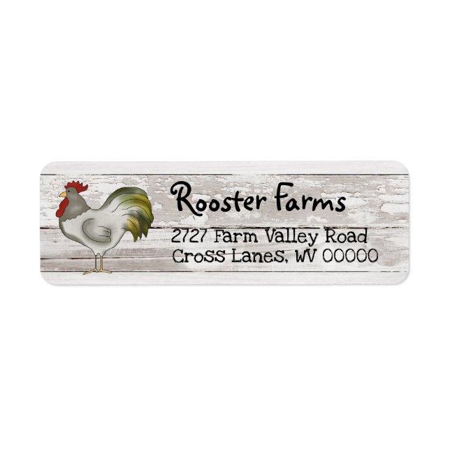 Farmhouse  Country  Address Label with Rooster (Front)